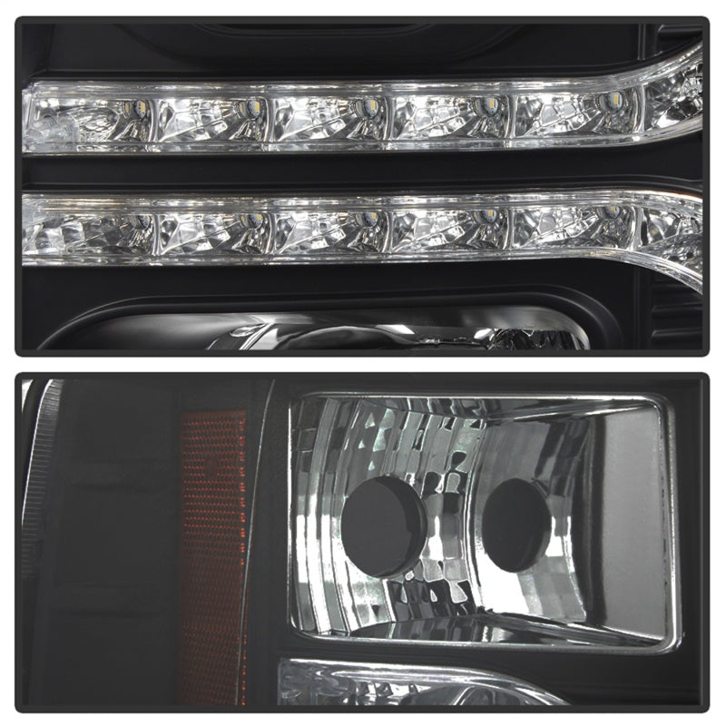 Faros delanteros con proyector LED DRL Spyder 07-13 Chevy Silverado 1500 V2 - Negro
