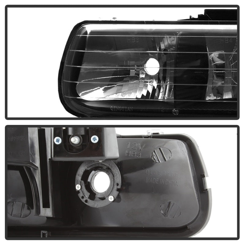 Faros delanteros de cristal ámbar con luces de parachoques Spyder Chevy Silverado 1500/2500 99-02 - Negro