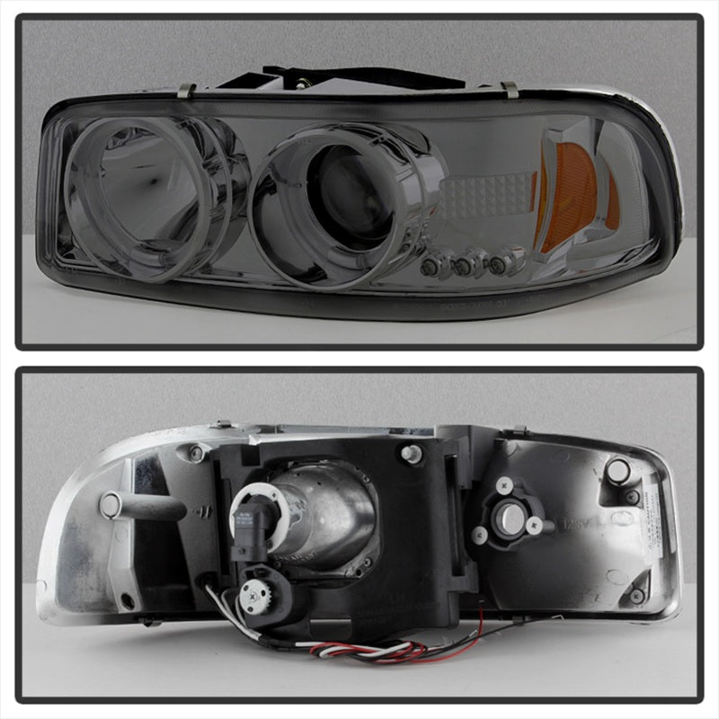 Spyder 99-06 GMC Sierra 1500/2500/3500 Projector Headlights LED Halo - Smoke
