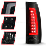 Par de luces traseras LED ANZO 1988-1999 C/K1500 con carcasa negra y lente ahumada 