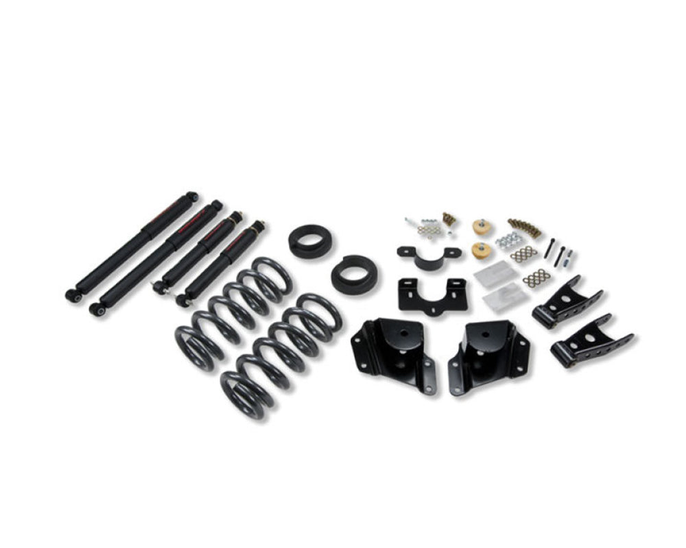 Kit de descenso Belltech con amortiguadores Nitro Drop II y kit de grillete/gancho para cabina extendida Chevy/GMC Silverado/Sierra 1500 1999-2006