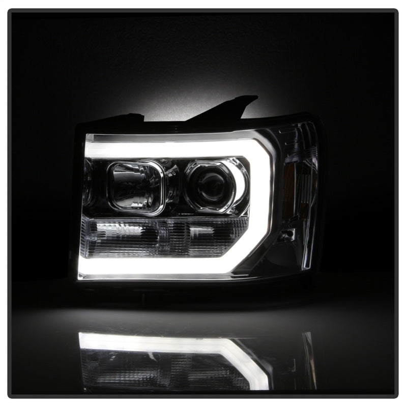 Faros delanteros con proyector LED DRL Spyder 07-13 GMC Sierra 1500 V2 - Cromados