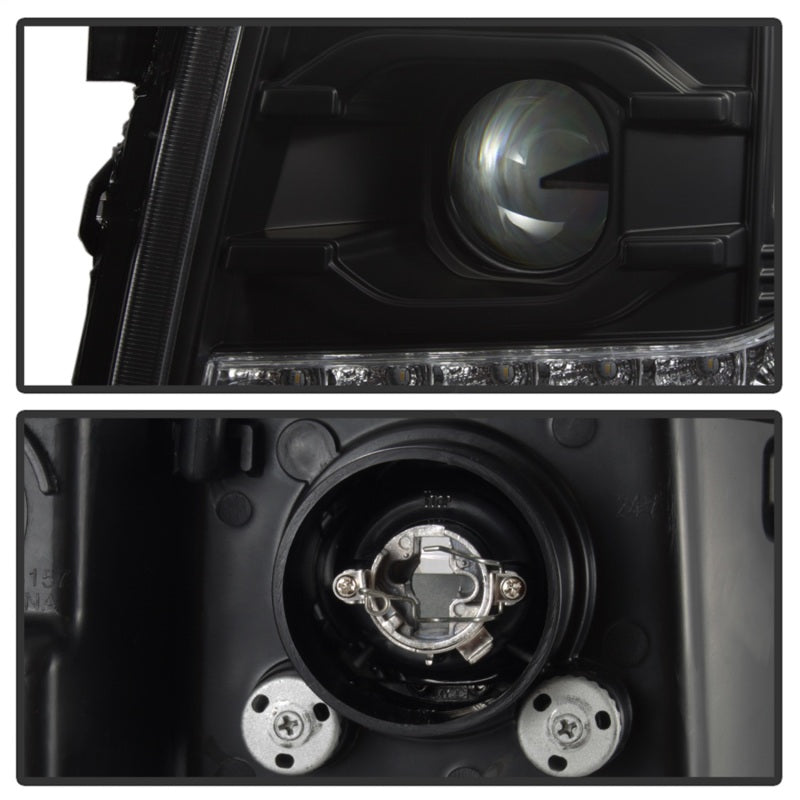 Faros delanteros con proyector LED DRL Spyder 07-13 Chevy Silverado 1500 V2 - Negro