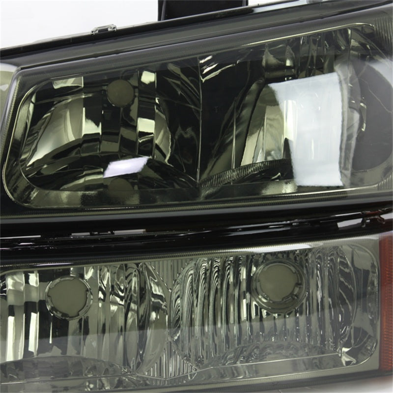 Faros delanteros de cristal Spyder Xtune Chevy/GMC Silverado/Sierra 1500 03-06 con luces ámbar ahumadas
