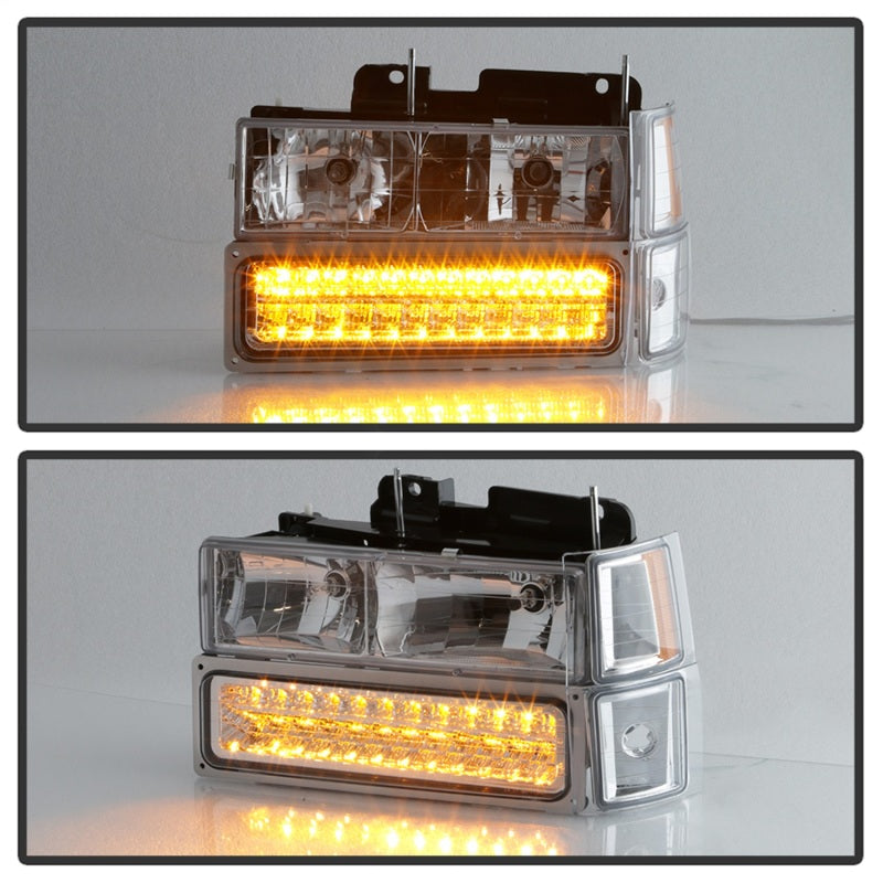 Faros delanteros Spyder Xtune 94-98 Chevy/GMC C/K Series 1500/2500 con luces de estacionamiento LED - Cromados