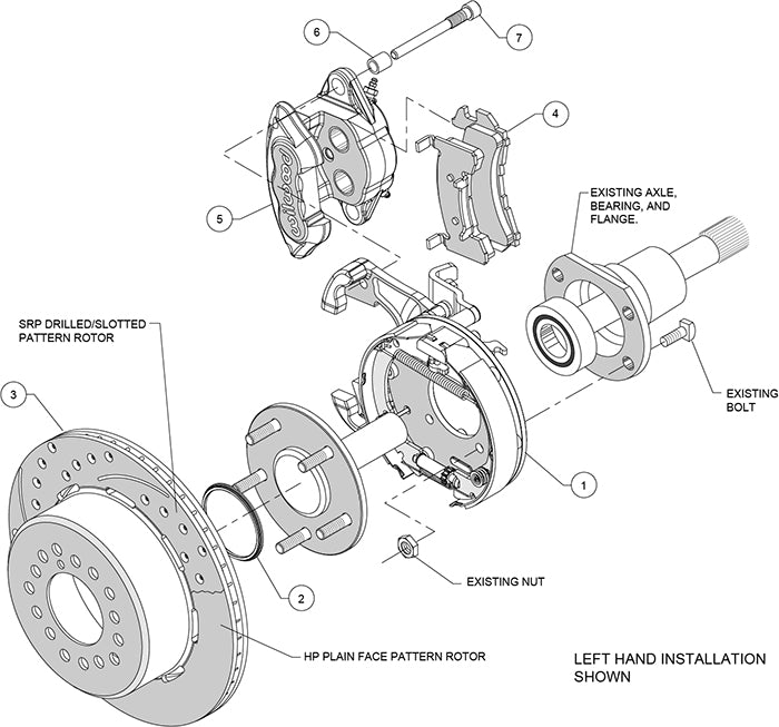 Wilwood - 10/12 Bolt - 2.75/2.81 Offset - D154 Rear Parking Brake Kit - 12.19 Inch - Front Caliper Mounting