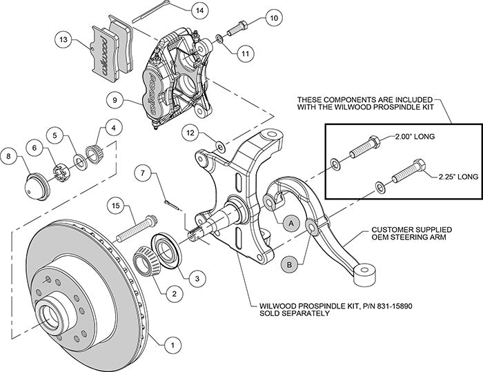 Wilwood - 1964–74 A/F/X-Body | Buick, Chevy, Olds, Pontiac, GMC | Apollo, Camaro, Chevelle, El Camino, Nova, Cutlass, GTO, Firebird - Forged Narrow Superlite 6R Big Brake Front Brake Kit (Hub) - 11 Inch