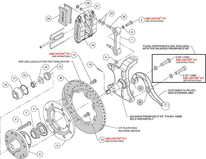 Wilwood - 1964–74 A/F/X-Body | Buick, Chevy, Olds, Pontiac, GMC | Apollo, Camaro, Chevelle, El Camino, Nova, Cutlass, GTO, Firebird - Dynapro Radial Big Brake Front Brake Kit (Hub) - 11.75 Inch