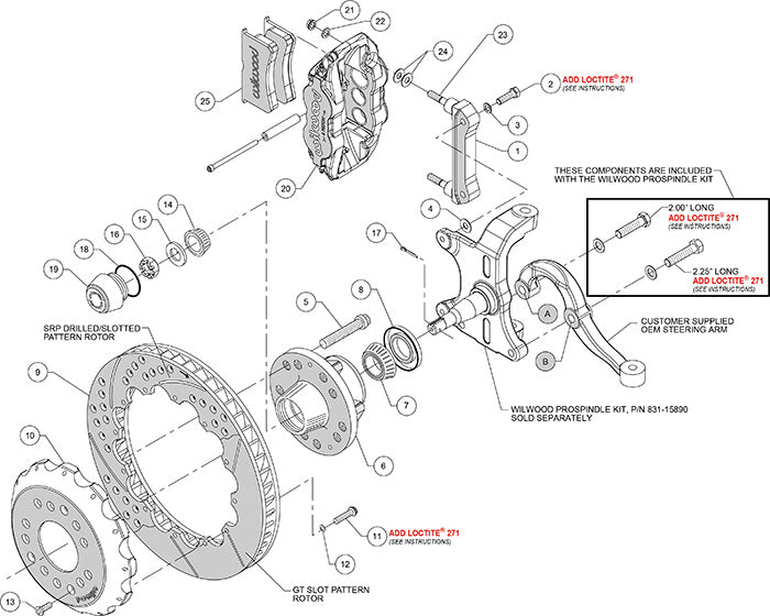 Wilwood - 1964–74 A/F/X-Body | Buick, Chevy, Olds, Pontiac, GMC | Apollo, Camaro, Chevelle, El Camino, Nova, Cutlass, GTO, Firebird -  Classic Series Dynalite Front Brake Kit - 12.88 Inch