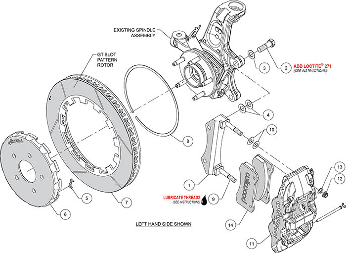 Wilwood - 1964–1981 A/F/X-Body, 1963–1982 Corvette, 1964–1970 Mustang | Ridetech, Art Morrison, Detroit Speed - AERO6 Big Brake Lug Drive Front Brake Kit (Race)- 14 inch