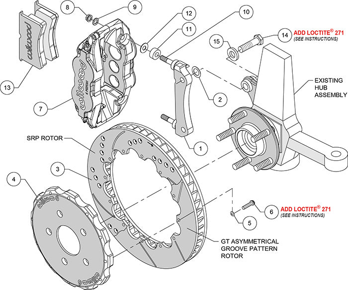 Wilwood - 1964–1981 A/F/X-Body, 1963–1982 Corvette, 1964–1970 Mustang | Ridetech, Art Morrison, Detroit Speed - Forged Narrow Superlite 6R Big Brake Front Brake Kit (Hat) - 14 inch