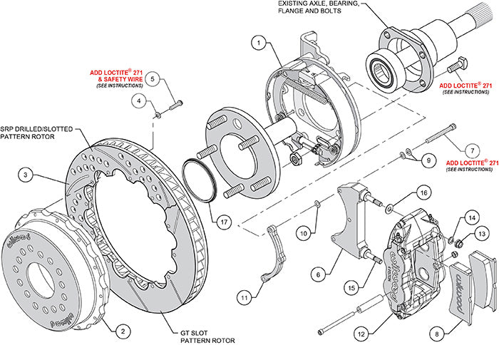 Wilwood - 10/12 Bolt - 2.81 Offset - Forged Narrow Superlite 4R Big Brake Rear Parking Brake Kit - 12.88 Inch - Rear Caliper Mounting