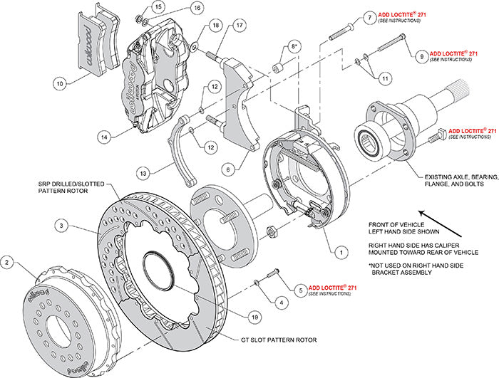 Wilwood - 10/12 Bolt - 2.81 Offset - AERO4 Big Brake Rear Parking Brake Kit - 12.88 Inch - Staggered Caliper Mounting