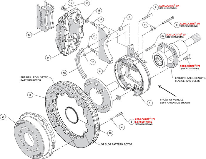 Wilwood - 10/12 Bolt - 2.81 Offset - Forged Narrow Superlite 4R Big Brake Rear Parking Brake Kit - 12.88 Inch - Front Caliper Mounting