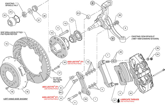 Wilwood - 64–72 GM A-Body | 67–69 GM F-Body | 64–82 Corvette | With Ridetech Spindles - AERO6 Big Brake Front Brake Kit - 14 Inch