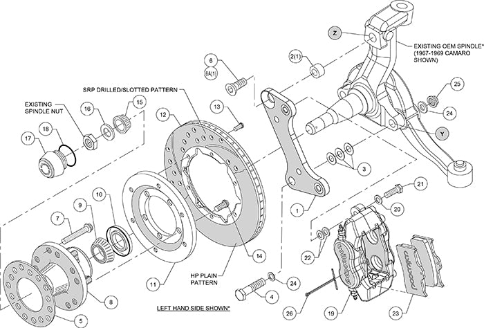 Wilwood - 64–72 GM A-Body | 67–69 GM F-Body | 64–82 Corvette | With Ridetech Spindles - Forged Dynalite Pro Series Front Brake Kit - 11 Inch