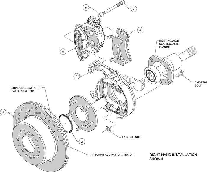 Wilwood - 10/12 Bolt - 2.75/2.81 Offset -  D154 Rear Parking Brake Kit - 12.19 Inch - Rear Caliper Mounting