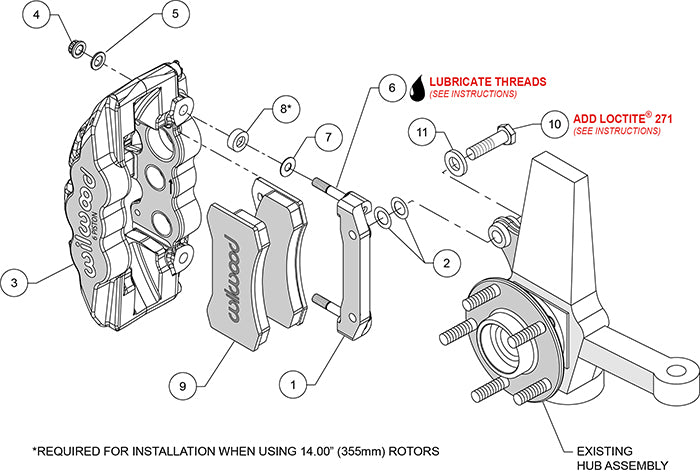 Wilwood - 1964–1981 A/F/X-Body, 1963–1982 Corvette, 1964–1970 Mustang | With Ridetech, Art Morrison, Detroit Speed Spindles -AERO6 Front Caliper and Bracket Upgrade Kit for Corvette C5-C6