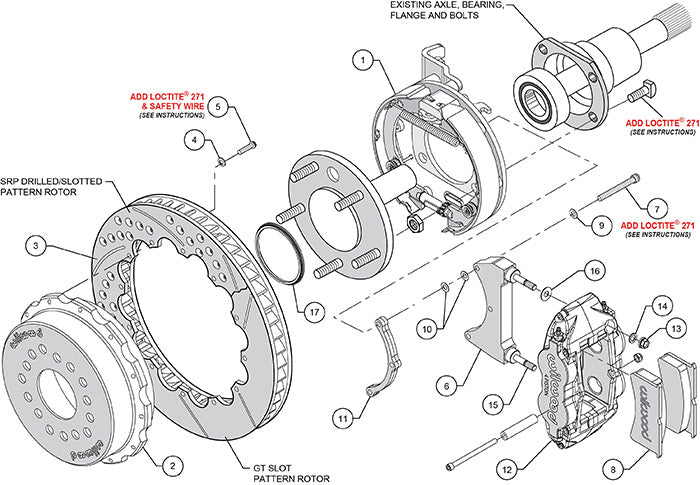 Wilwood - 10/12 Bolt - 2.75 Offset - Forged Narrow Superlite 4R Calipers - 12.88 Inch - Rear Caliper Mounting