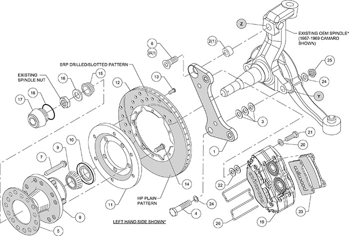Wilwood - 64–72 GM A-Body | 67–69 GM F-Body | 64–82 Corvette | With Ridetech Spindles - Dynapro Dust-Boot Pro Series Front Brake Kit - 11 Inch