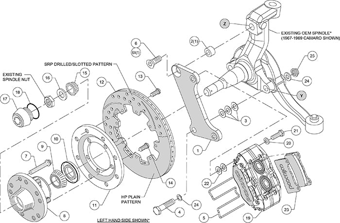 Wilwood - 64–72 GM A-Body | 67–69 GM F-Body | 64–82 Corvette | With Ridetech Spindles - Dynapro Dust-Boot Big Brake Front Brake Kit (Hub) - 12.19 Inch