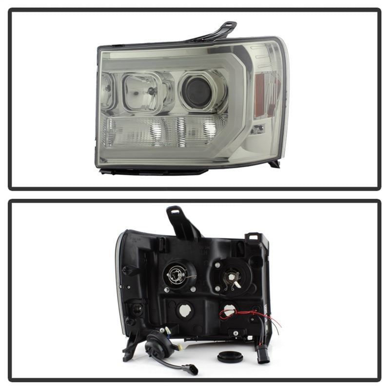 Faros delanteros con proyector LED DRL Spyder 07-13 GMC Sierra 1500 V2 - Ahumado