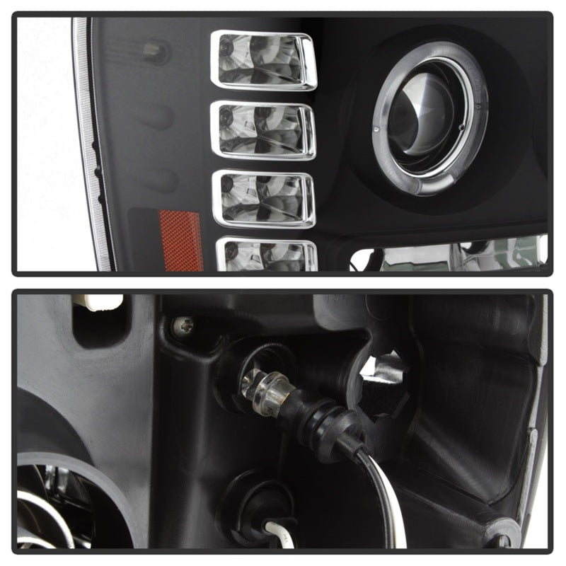 Faros delanteros LED tipo halo con proyector Spyder GMC Sierra 1500 07-13, color negro