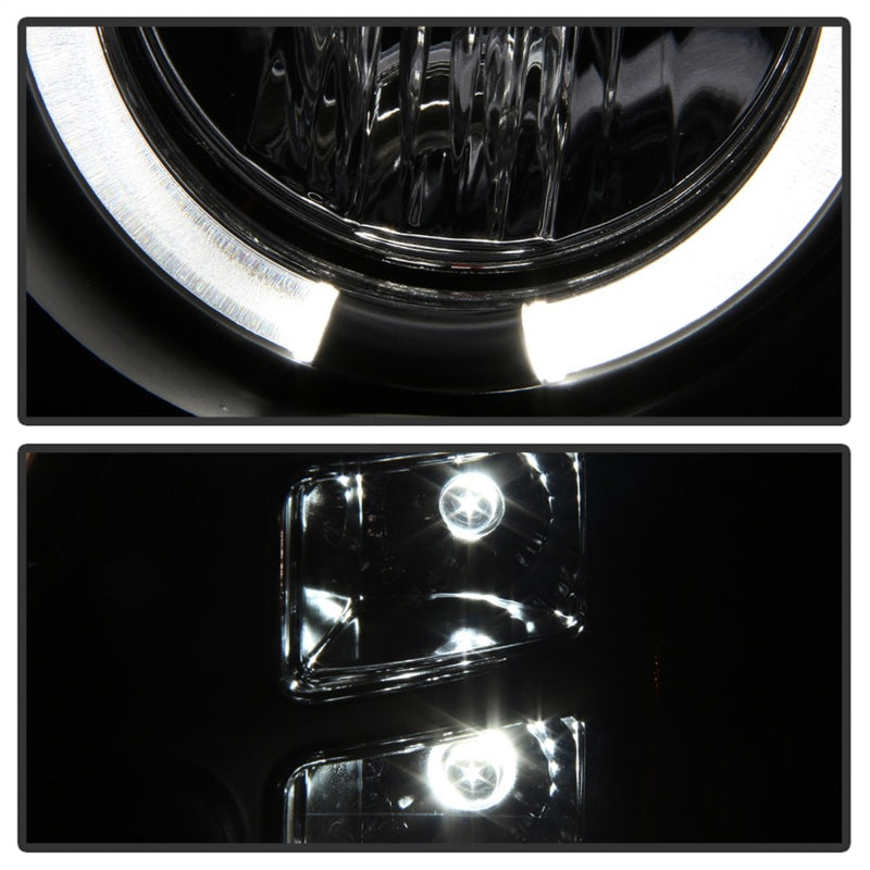 Faros delanteros LED tipo halo con proyector Spyder GMC Sierra 1500 07-13, color negro