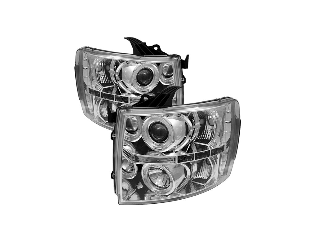 Faros delanteros de proyector LED Halo para Chevy Silverado 1500 Spyder 07-13 - Cromados