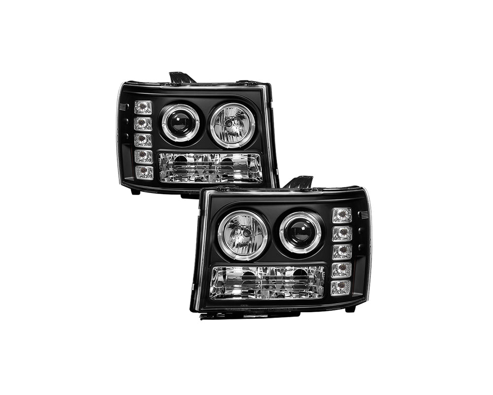 Spyder 07-13 GMC Sierra 1500 Projector LED Halo Headlights - Black