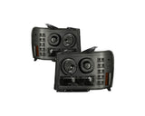 Faros delanteros LED tipo halo para GMC Sierra 1500 Spyder 07-13, color ahumado