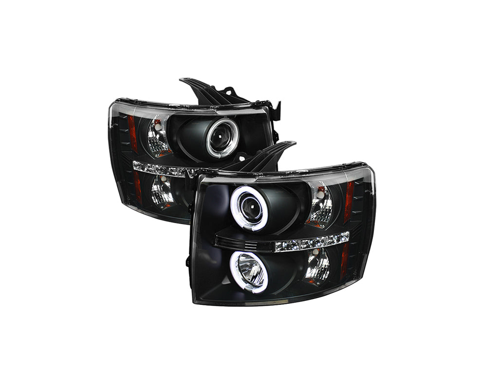 Spyder 07-13 Chevy Silverado 1500 Projector Headlights LED Halo CCFL - Black