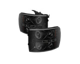 Faros delanteros de proyector LED Halo Spyder 07-13 Chevy Silverado 1500 - Ahumado negro