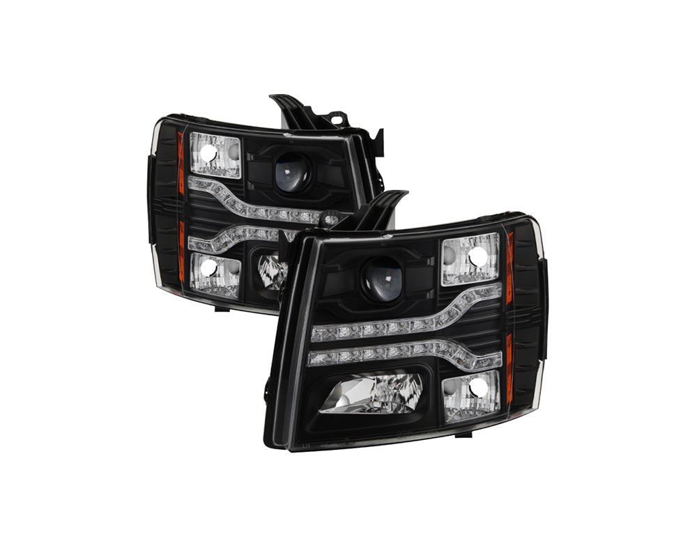 Spyder 07-13 Chevy Silverado 1500 V2 Projector Headlights LED DRL - Black