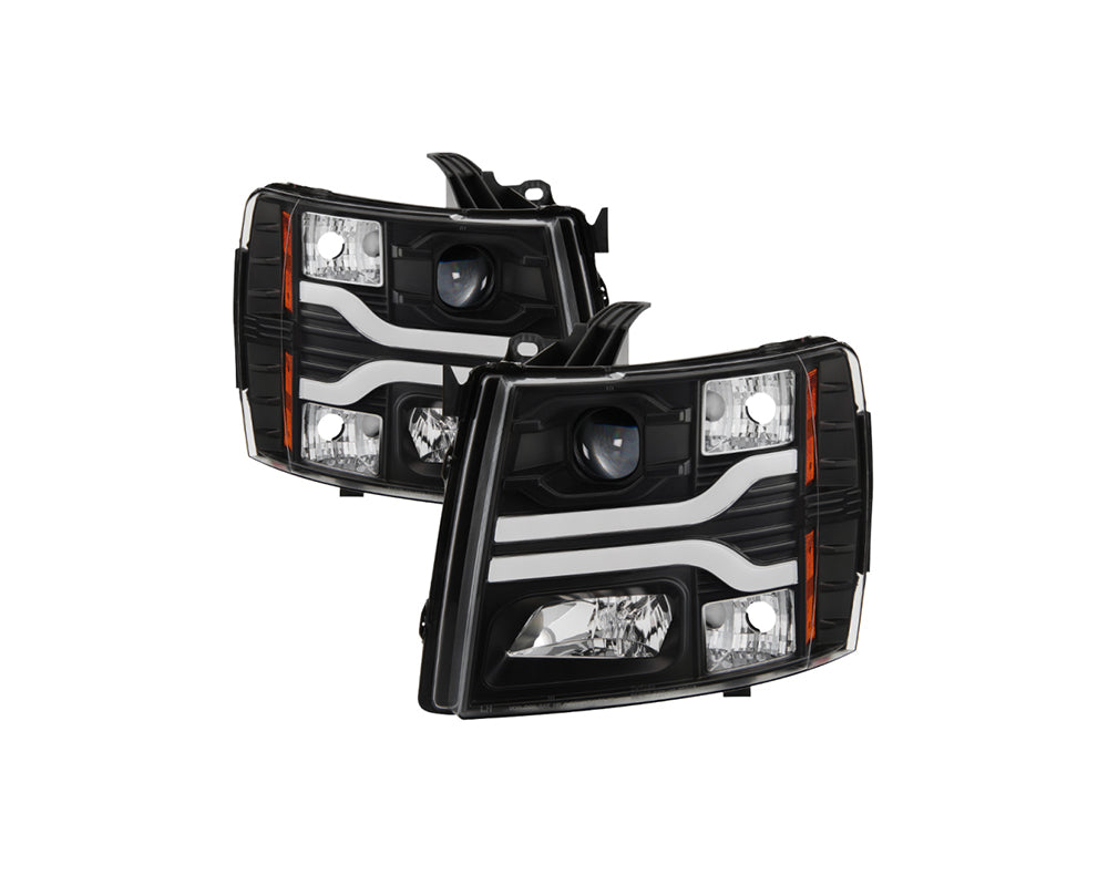Faros delanteros con proyector LED DRL Spyder 07-13 Chevy Silverado 1500 V3 - Negro