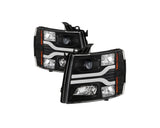 Faros delanteros con proyector LED DRL Spyder 07-13 Chevy Silverado 1500 V3 - Negro