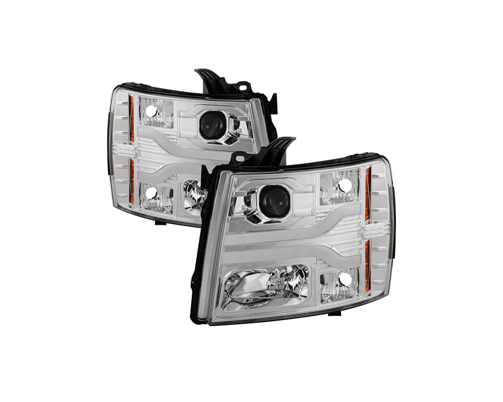 Faros delanteros con proyector LED DRL Spyder 07-13 Chevy Silverado 1500 V3 - Cromados