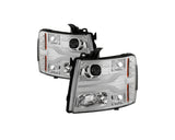 Faros delanteros con proyector LED DRL Spyder 07-13 Chevy Silverado 1500 V3 - Cromados