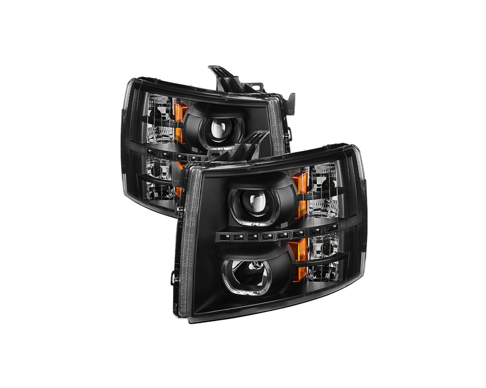 Spyder Xtune 07-13 Chevy Silverado 1500 LED Halo Projector Headlight - Black